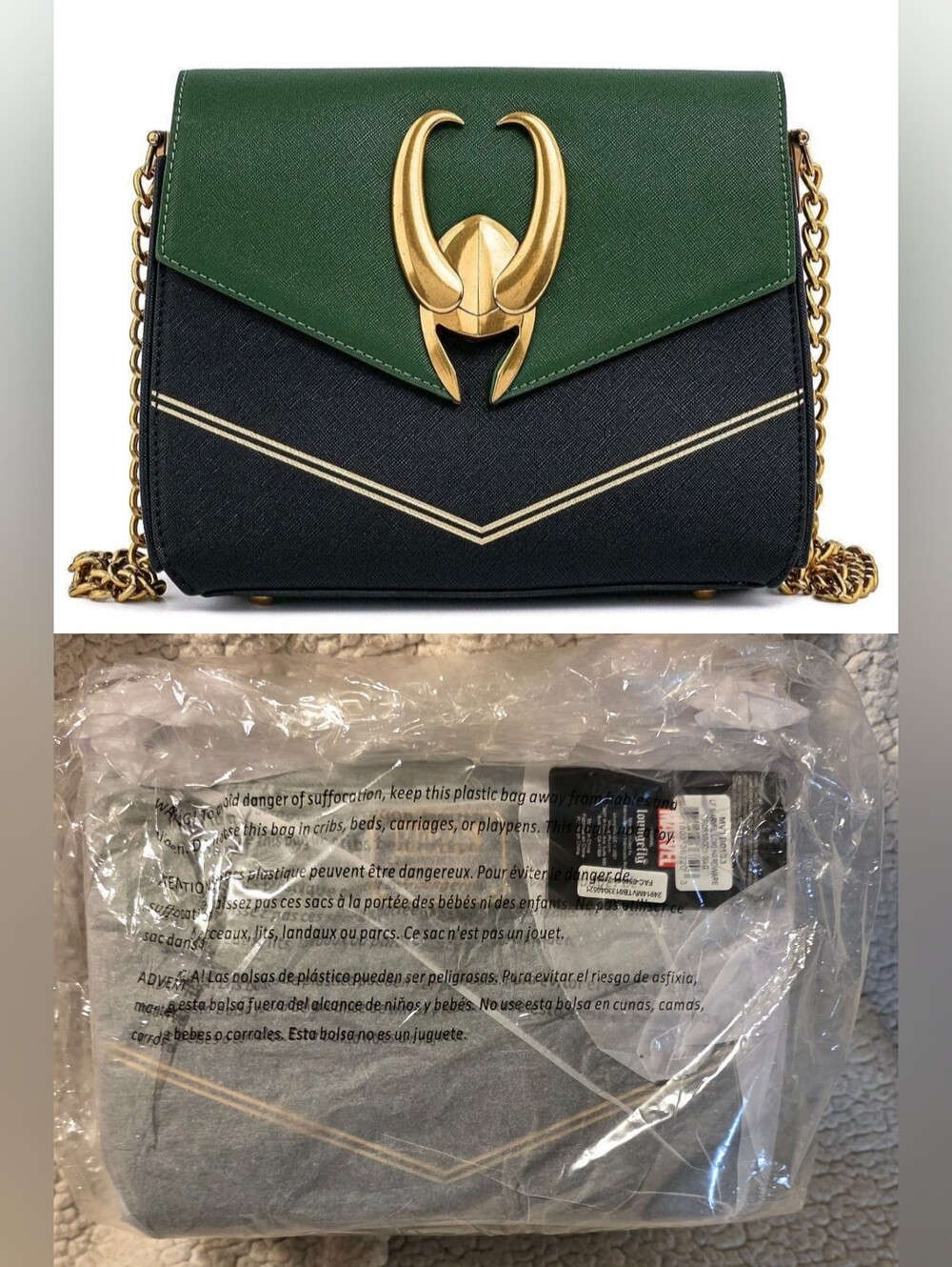 Loungefly Marvel Loki Helmet Hardware Crossbody Bag NEW in Packaging